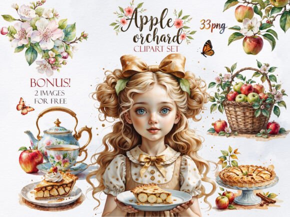 Apple Orchard Watercolor Clipart Bundle: Elevating Your Creative Projects