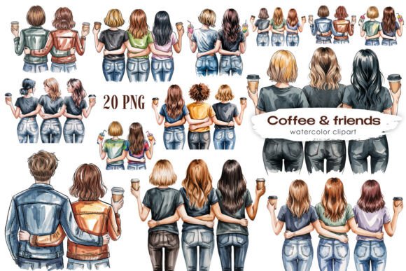 Coffee & Friends – Watercolor Girls PNG: Your New Favorite Design Asset
