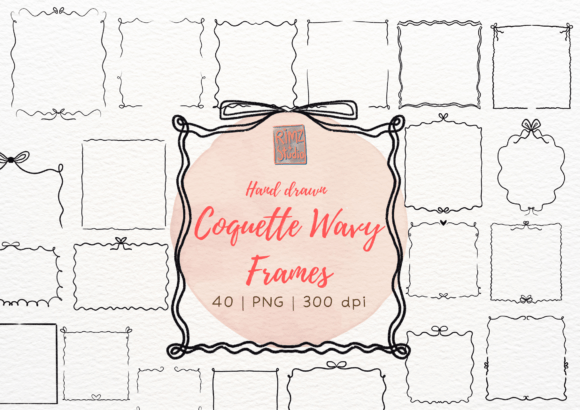 Elevate Your Projects with Hand Drawn Coquette Wavy Frames
