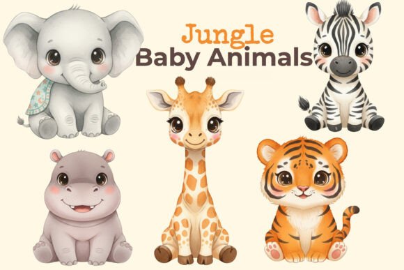 Enchanting Baby Jungle Animals PNG for Creative Projects
