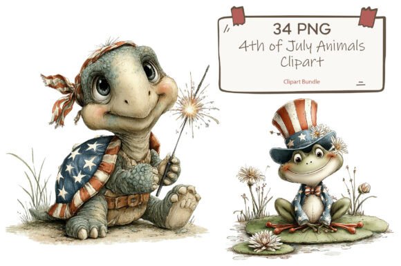 Funny 4th of July Animals Clipart: Festive Designs