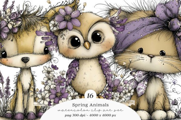 Funny Spring Animals Clipart Set: Fresh Design Assets