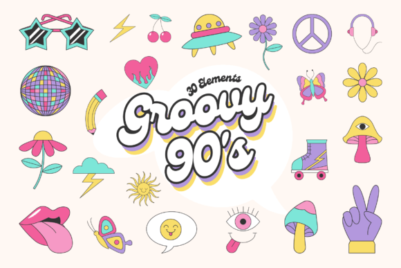 Groovy 90s Elements: Retro Design Assets for Modern Projects