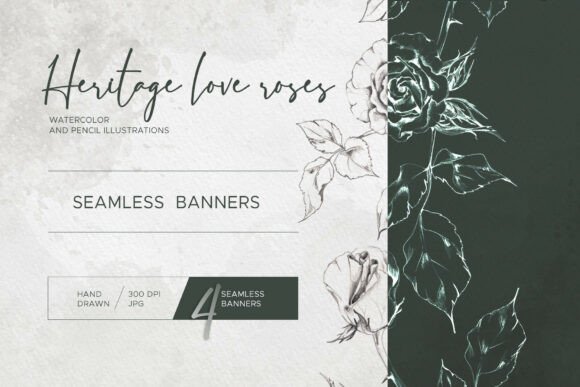 Heritage Tea Roses: Seamless Banners for Timeless Design