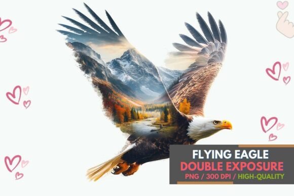 Majestic Flying Eagle Mountain Art PNG: A Bold Graphic