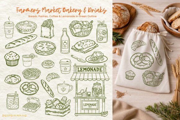 MeadowMist: Hand-Drawn Charm for Farm & Bakery Branding