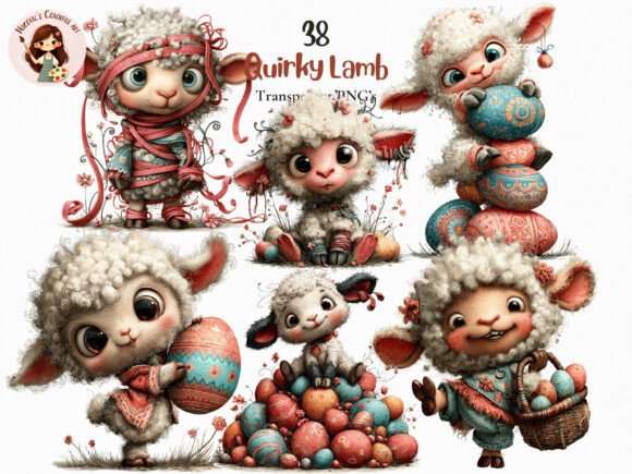 Quirky Easter Lamb PNG Bundle: A Designer's Delight