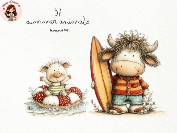 Summer Beach Animals Clipart PNG: A Joyful Design Asset