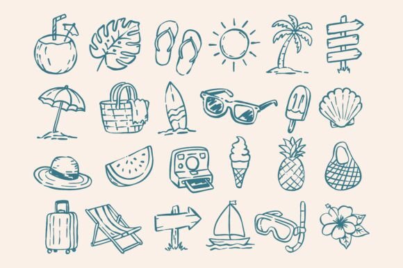 Summer Beach Hand Drawn Doodle Element: A Fresh Take on Vacation Vibes