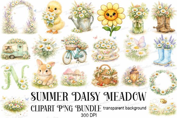 Summer Daisy Meadow Clipart PNG Bundle: A Breath of Fresh Air for Your Designs