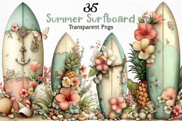 Summer Surfboard Clipart PNG: Capture Coastal Charm