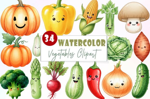 The Charm of Watercolor Vegetables Clipart for Modern Designs