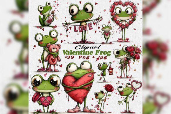 Valentine Frog PNG Clipart Love Hearts