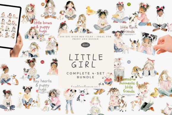 Watercolor Girl Clipart Bundle: 96 Sweet Illustrations for Your Projects