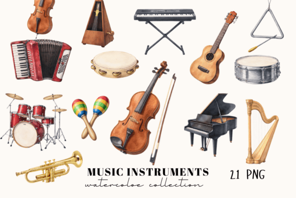Watercolor Music Instruments Clipart: A Designer's Guide