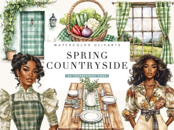 Watercolor Spring Countryside: Your Fresh Design Asset
