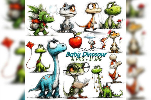 Whimsical Baby Dinosaur Clipart: A Watercolor Design Guide