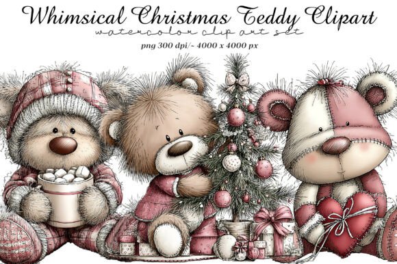 Whimsical Christmas Teddy Clipart: A Designer's Festive Toolkit