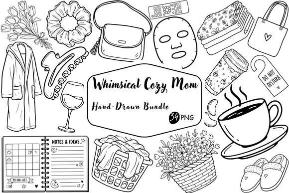 Whimsical Cozy Mom Clipart: Authentic Motherhood Graphics