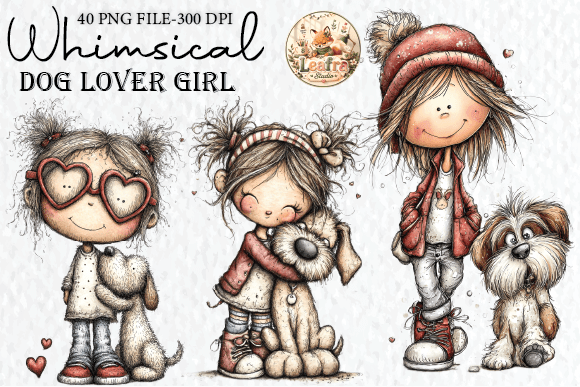 Whimsical Dog Lover Girl Clipart: A Designer's Guide
