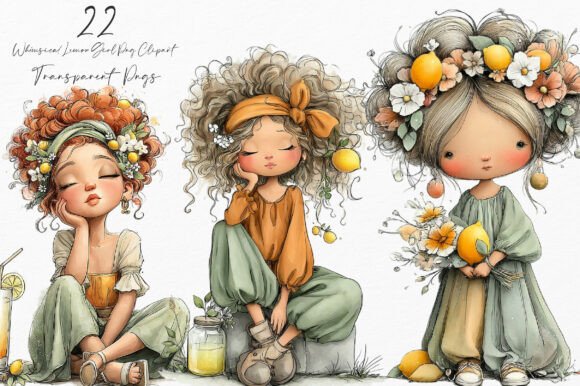 Whimsical Lemon Girl PNG Clipart: Your Creative Toolkit