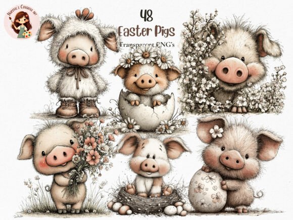 Whimsical Spring Pig Clipart: A Designer's Joyful Toolkit