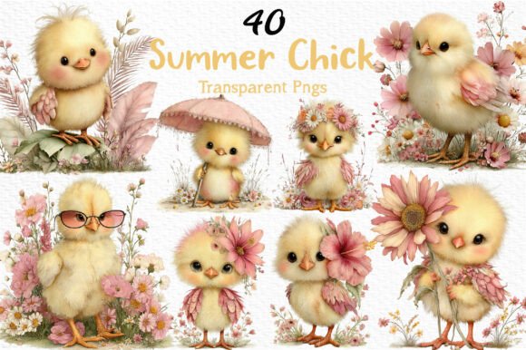Whimsical Summer Chick Clipart: Your Design Sunshine